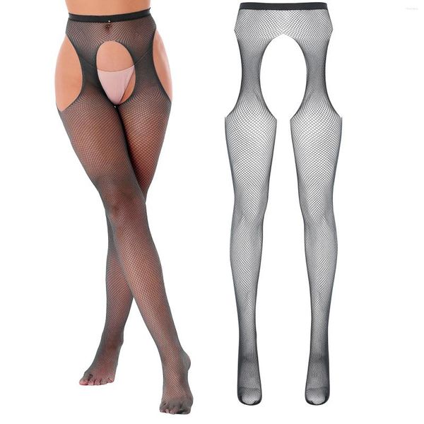 Mutandine femminili Donne sexy Mesh Mesh Meshhose Cavalca calze a cavallo aperto Caltine ad alta vita Calco senza pieghe per pieghe esotiche Lingerie esotica