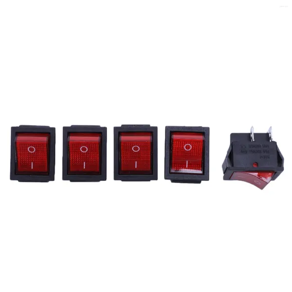 Kaşık 5 x Kırmızı Işıklı Işık Açık/Kapalı DPST Tekne Rocker Switch 16A/250V 20A/125V AC