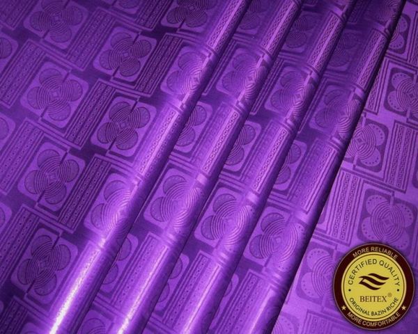 Guinea Broccato di alta qualità Bazin Riche Fabric 10yardsbag Purple Color Bel Design African Garment Fabric Shadda Damask5788042