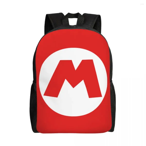 Backpack Super Marios M For Men Women School College Students Bookbag se encaixa em bolsas de jogo de desenhos animados de moda de laptop de 15 polegadas