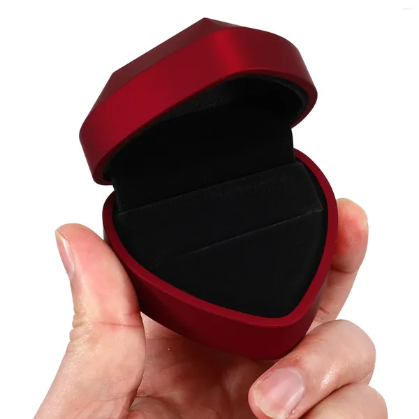 Schmuckbeutel Ringbox mit hellem Mode herzförmiger Verlobungskoffer Display Organizer für den Vorschlag Hochzeitstag