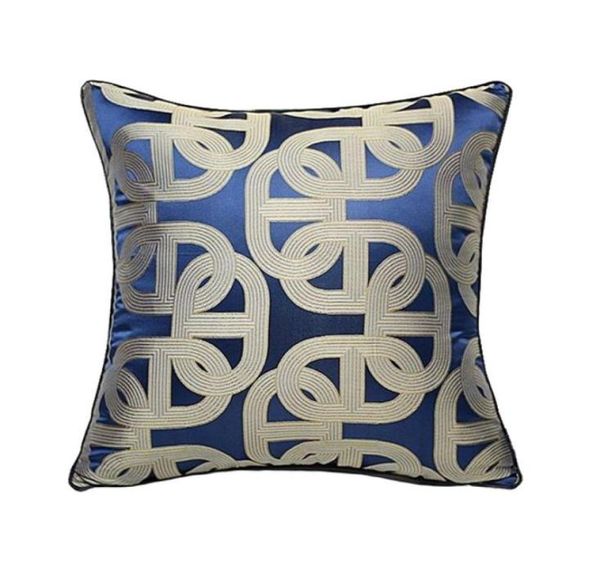 Lussuoso cuscino geometrico di lussuoso contemporaneo blu royal moderno pipping jacquard intrecciato di divano pavimento in casa cover cuscino quadrato 43236717