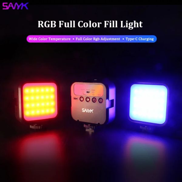 Adattatori SANYK 5W 1800MAH 7000K RGB Vlog FILL LIGHT LIGHT MINI LED LED POTHERTICA LIGHTINA DSLR Video Light Selfie Light