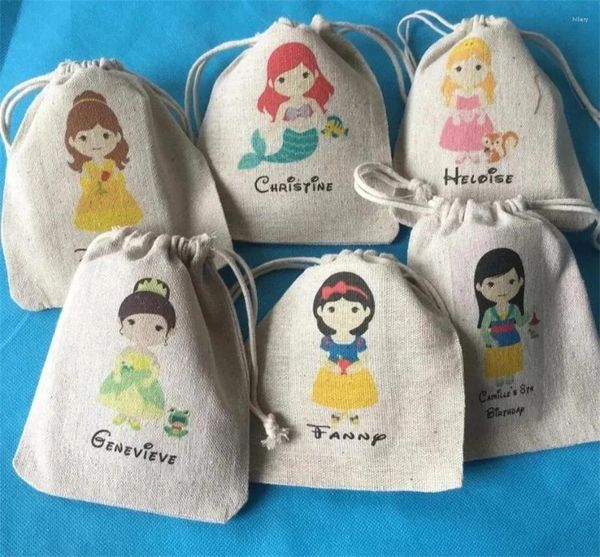 Embrulhar presente Princesa Favory Bags Presentes Aniversário Meninas Reutilizáveis Para guloseimas e suprimentos infantis