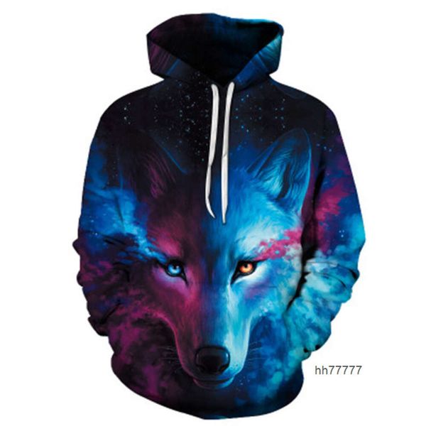 Designer Herren Hoodies Sweatshirts 3D -Pullover Digitaldruck Personalisiert Wolf Head Pullover Hoodie Pullover heißer Verkäufer für Männer