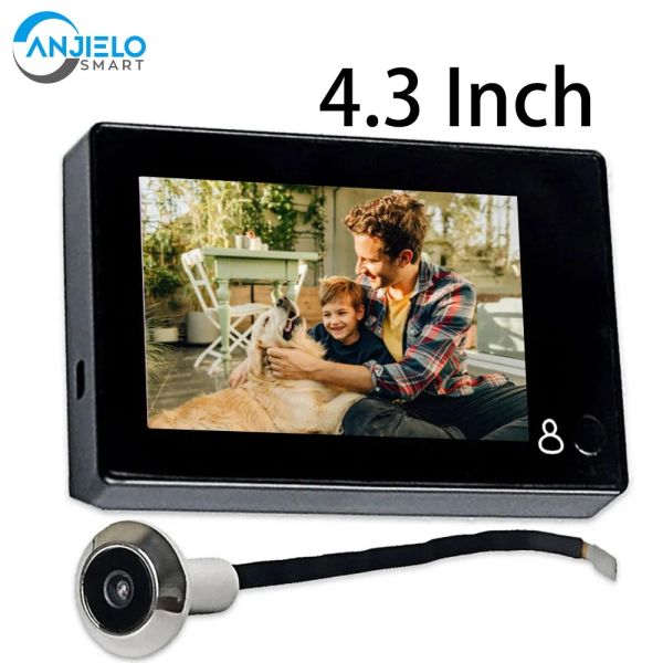 Дверной звонок Anjielo Digital Door Camera для домашней безопасности Video Eye Residential Mirilla 4,3 дюйма монитора 145 ° ШИРОВ