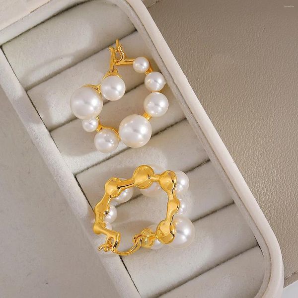 Orecchini a pennello pendientes imitazione orecchini di perle con eco minimalista in ottone in rame in ottone da 18 kgold da 18 kgold gioielli riempiti per donne abbigliamento quotidiano vendita