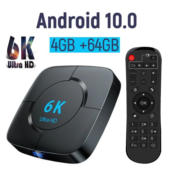 Box Smart TV Box Android 10 2.4G 5,8G Wi -Fi 6K HDR Cinemagrade Ultrahd Picture качество 16G 32G 64G TV Receiver Media Player