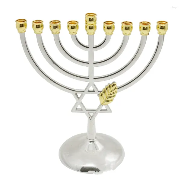 Mum Tutucular Hanukkah Menorah Gümüş Renk Tam Boyu Kararsız - Yahudi 9 Şube Chanukah Candlestick