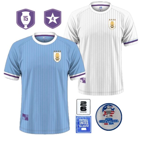 2024 Equipe nacional de Jerseys de futebol do Uruguai Mens 24 25 D.Nunez La Cruz G.DE Arrascaeta F.Valverde L. Rodriguez M.OLivera Home Away Football Shirts