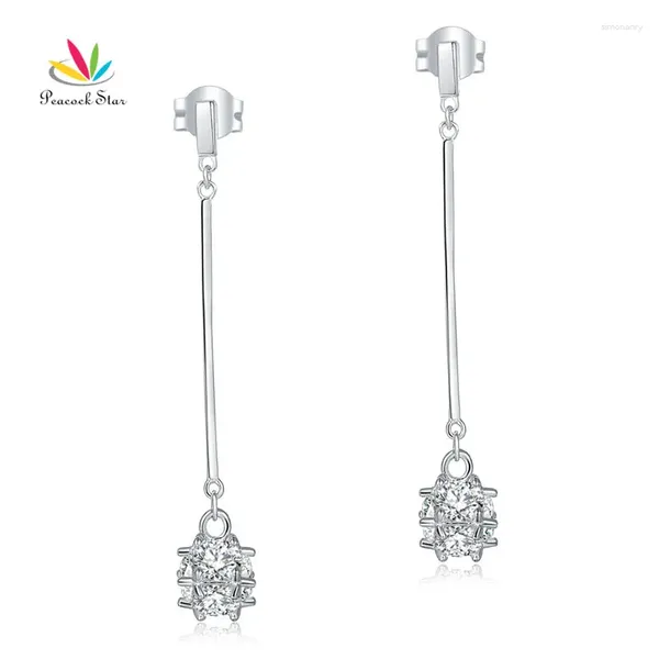 Dangle Ohrringe Peacock Star Solid 925 Sterling Silber Mode Brautbrautjungfernschmuck CFE8156