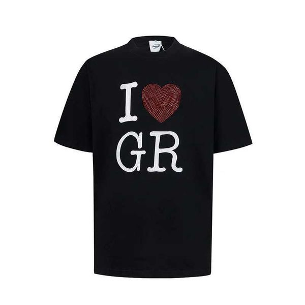 Herren T-Shirts Pink Black Grailz Stickerei Flash Diamond Heart T-Shirt Cotton Round Neck Frauen Mode Kurzarm T-Shirt Tops J240402