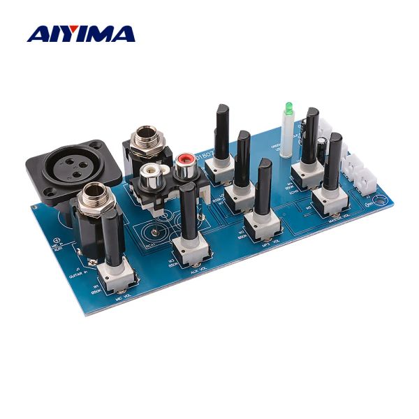 Усилитель Aiyima Microphone Reverbane Premplifier Board 2 Road EQ выравнивание тонны с помощью Aux Diy Sound Amplifier Home Theatre