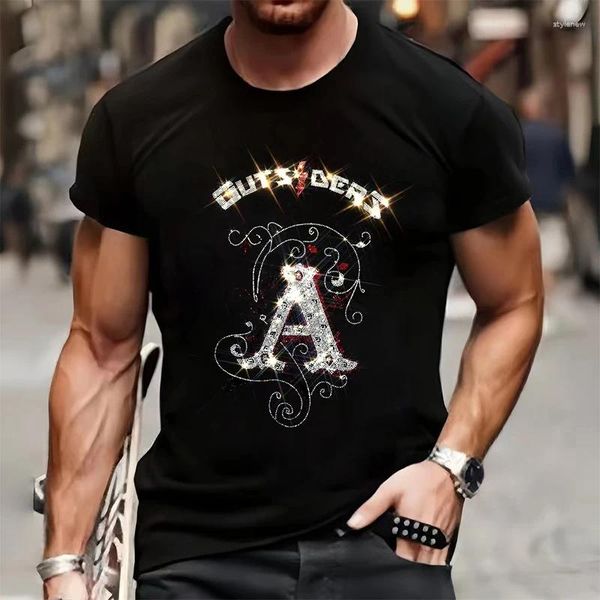 Herren-T-Shirts Luxusqualität T-Shirts Sommer lässige Straße Kurzarm Kleidung T-Shirt T-Shirt O-Neck Brief Strass Streetwear Tshirt Y2K