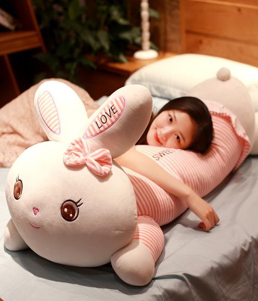 Kawaii Rosa macio Rabbit Gigante de brinquedo de brinquedo de desenho animado de bonecos de boneco de boneco de boneco de travesseiros de dormir para menina Decoração de presentes 90cm 115cm 145cm4469478