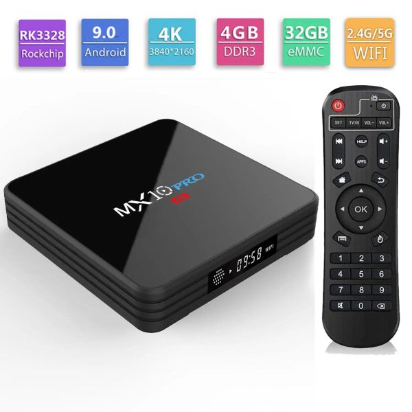 Caixa MX10 Pro Android 9.0 Smart TV Box RK3328 4GB 32GB RECEBIR