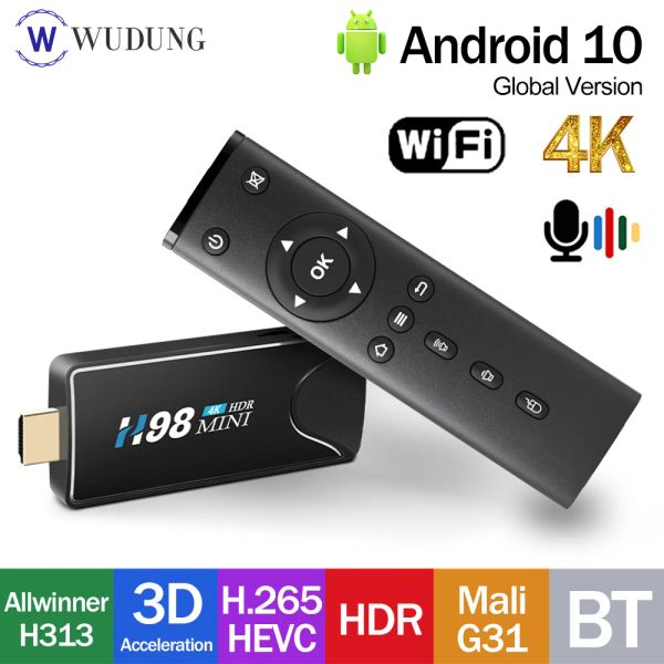 Box 2022 Совершенно новый H98 Mini 4K TV Stick Smart TV Box Android10 2GB 16GB H313 Quad Core 2.4G/5,8G WiFi TV Stick Google Play Store