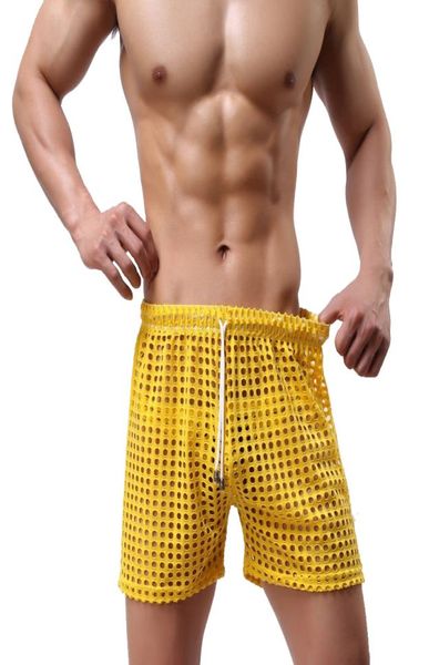 Men039s cueca cueca sexy grande malha hollow shorts de verão solteira de pijama de pijamas boxers de mid underpants7113311