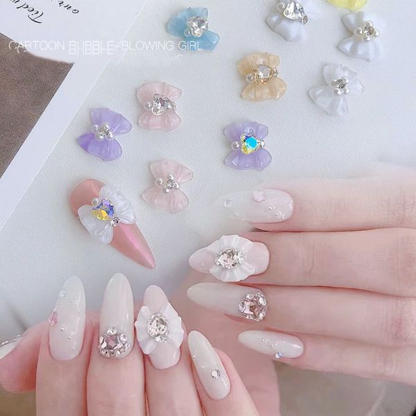 Lippenstift 100pcs/Los Korea Shinny Heart Pearl Nail Art Charms 14*12,5 mm Schmuckaufkleber Perlen Diamant Dekorationen für Nägel Design B073