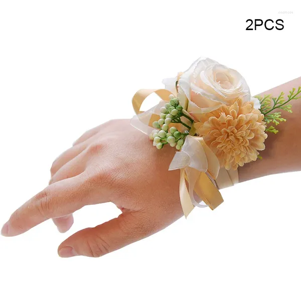 Dekorative Blumen künstliche Blumenhandgelenk Corsage Braut und Bräutigam Hochzeit Begleitgeschenke Partydekorationen