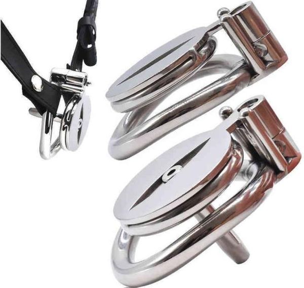 Dispositivo Nxy Frrk Caija masculina plana com uretra Tubo Bondage Belt Steel Penis Rings Small Metal Cock Lock BDSM Sex Toys for Men12215628226