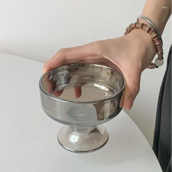 Schalen Ins Einfache transparente Goblet -Eis -Glasschale Retro Bernstein kreatives Frühstück Obst und Haferalat Tasse