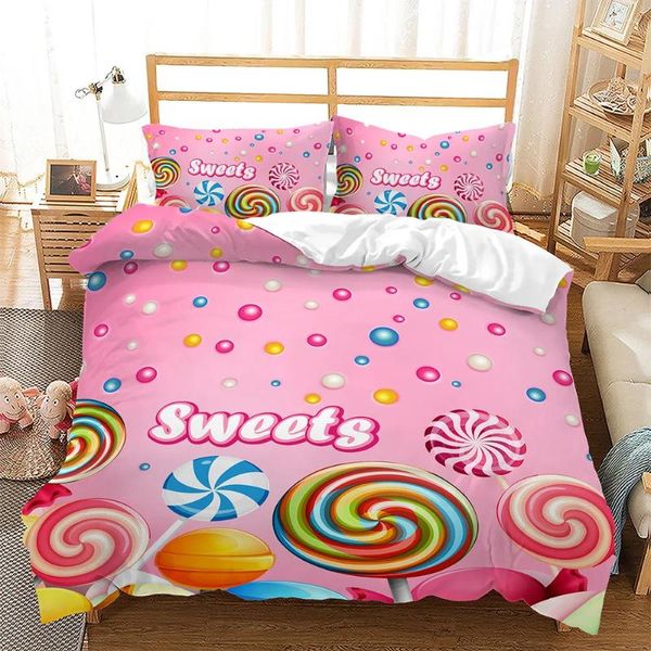 Set di biancheria da letto in stile principessa bambino lecca lecca caramelle per bambini single cover piumino cuscino gemello girl regalo regalo di Natale regalo di Natale