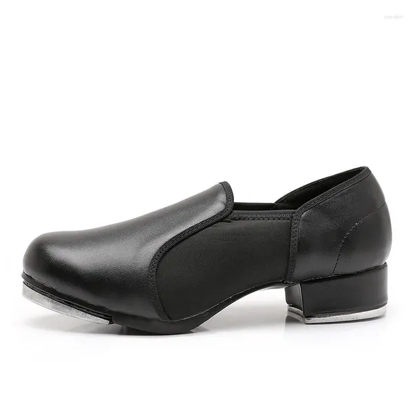 Tanzschuhe elastische Öffnung Straight Sohle Tap Frauen Schwarze Imitation Leder Sneaker Stufen Kinder groß Größe