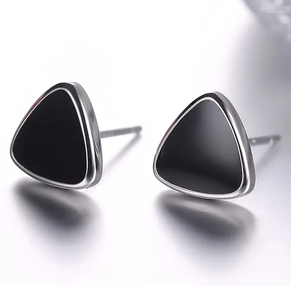 Orecchini per borchie Fashion Triangle Small Triangle For Women Black Epoxy rame minuscola minima geometrica GEMO PER PIERCING ACCESSORI