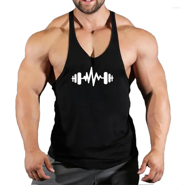 Мужские майки -топы бренд тренажерный зал Stringer Top Men Men Bodybuilding Clothing Cotton Drube рубашка мужчина фитнес жилет синглет спортивная одежда