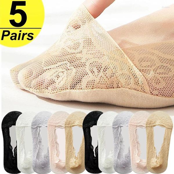 Frauen Socken 5 Paare/Los Frauenspitze unsichtbarer Sommer transparent kurzer No-Show