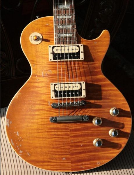 Relic Slach de loja personalizada 5 AFD Murphy AGED APETITE APETITE ELECTRIC Guitar for Destruction Tiger Stripes Maple Top7883021