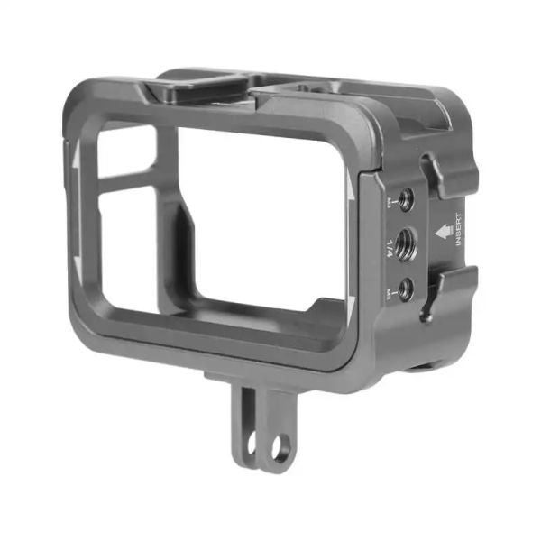 Kameras Aluminium -Legierung Vlog Cage für DJI Osmo Action Camera Video Cage Schutzrahmen Häuserhäuser Hülle mit zwei kalten Schuhhalten