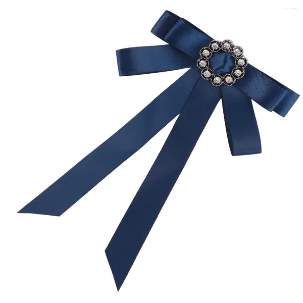 Broschen Strassbrosche schöne Bogenknotenband Schwarze Reißverschluss Krawatten Hängende Stecknadel glänzende Strasssteine