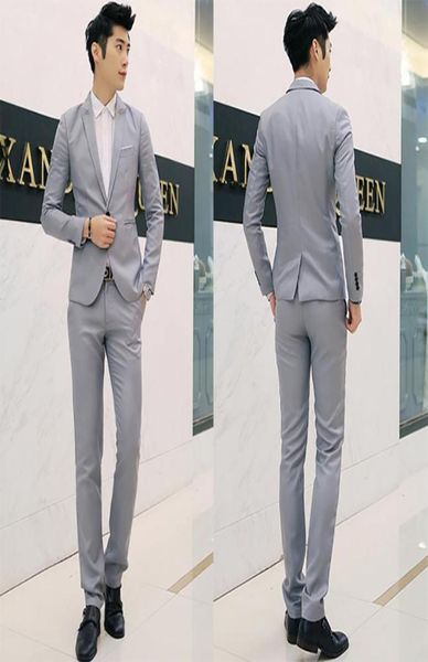 Solid Color Korean Slim Fit Casual Blazer Leisure Suit Men039S Terno único Button9628945