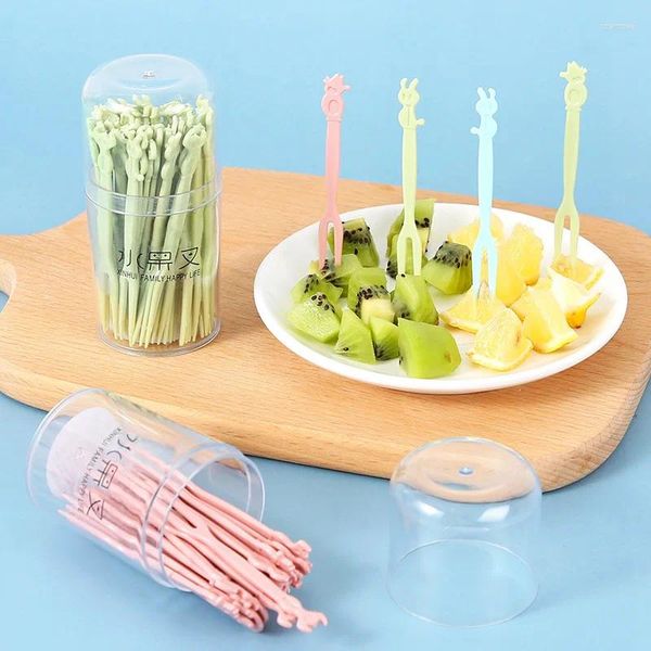 Posate usa e getta 50pc/scatola di forchetta per frutta domestica mini plastica pick per bambini snack torta