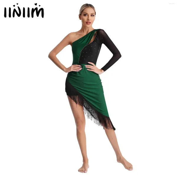 Vestido de dança latina com tassel de gesto