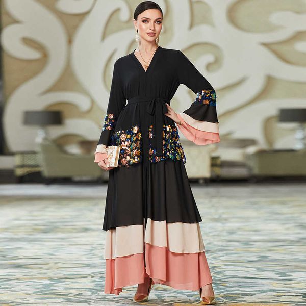 Eid Black LECINS NOVO Design Design Arab Dubai Abaya Kaftan estilo baile de partido muçulmano Jilbab Vestidos femininos elegantes