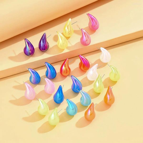 Brincos de bronzeamento coreano Iridescente Dazzling Cores de água Drop para mulheres MENINAS MENINAS VENÇÃO DE RESUMO DE RESUMO DE RESUMO DE RESUMO