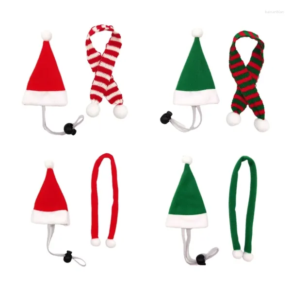 Abbigliamento per cani 1 set natalizio per pet pollo Cappello sciarpa mini rosso verde santa natale