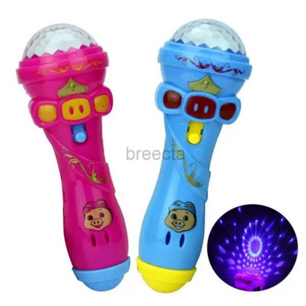 Микрофоны горячая распродажа забавная микрофон флеш-микрофон легкие детские детские игрушки для игрушки караоке музыка светящиеся игрушки для детской модели новичок подарок 240408