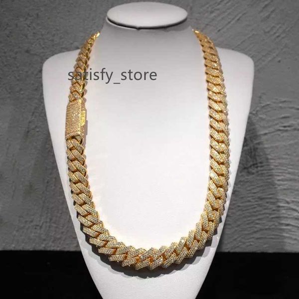 Пропуск бриллиантового тестера Kibo Jewelry Heavy VVS1 D Color 18 мм Moissanites Diamond Cuban Link Chain Buft Down Out Out Ожерелье