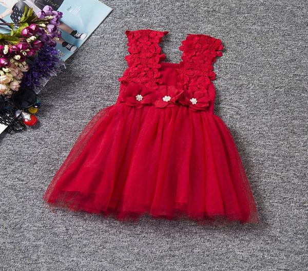 En yeni perakende moda kızlar dantel tığ işi elbise sundress prenses kızlar kolsuz tığ işi yelek dantel elbise bebek partisi elbise KI1455537