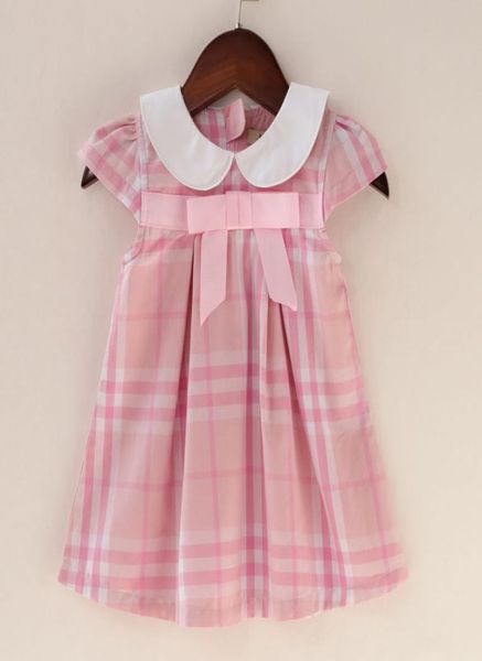 NABINA GIURALI COTON PLAID CINETTO DELLA DELLA DELLA DELLA DELLA BARCHITÀ Abito Principessa con Bow Girl Fashion Abito coreano Designer Children Designer vestiti Kid1152150