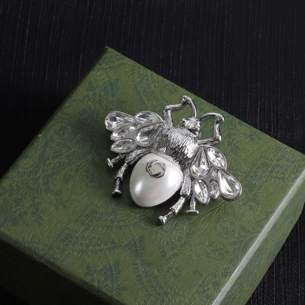 Дизайнерские ювелирные изделия для броши, подарочный набор для пчелиной серебряной броши женщин с бриллиантами и жемчужинами