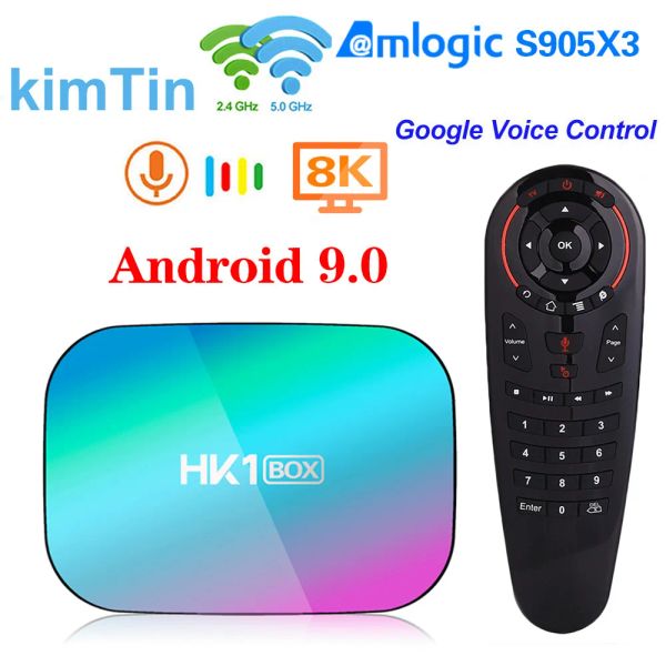 Caixa HK1 Box 4GB 32GB 64GB TV Box 8K amlogic S905X3 Android 9,0 1000m 2,4g 5g WiFi 1080p 4K 60fps x3 max 128 GB Player Media Player Player