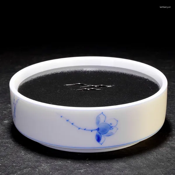 Чайные лотки вручную окрашенную синем и белом фарфоровом горшка опорная площадка сухой пузырь