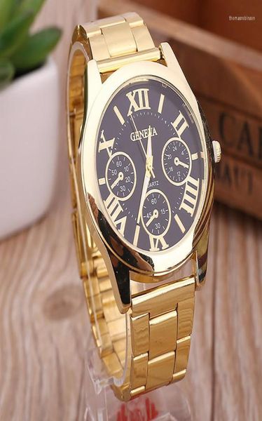 Armbanduhren 2022 Brand 3 Augen Gold Genfer Freizeitquarz Watch Women Edelstahl Kleid Uhren Relogio Feminino Ladies Uhr1856416