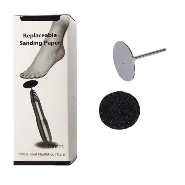 100 pezzi di pedicure a pedicure piede morto ridotto file di carta vetrata sostituibile per tacchi ugelli metallici Accessori per le gambe pedicure