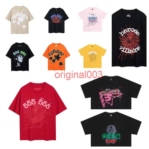 SP5der Tshirt Erkek Kadın Tasarımcı T-Shirt Street Giyim Hiphop Moda Marka Örümcek Web Mektubu Baskı Kısa Kollu Mens Pamuk Yaz Giyim Giyim Giyim Teate Tee Top Bn